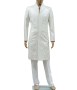 AUM DESIGN WHITE LUXURIOUS INDOWESTERN KNEE LENGTH OUTFIT WITH TROUSER & KURTA