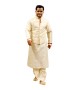 AUM DESIGN BEIGE INDO WESTERN OUTFIT JACKET WITH FULLY EMBROIDERED KURTA PAYJAMA