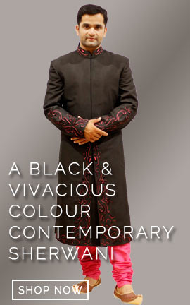 A Black & Vivacious Colour Contemporary Sherwani